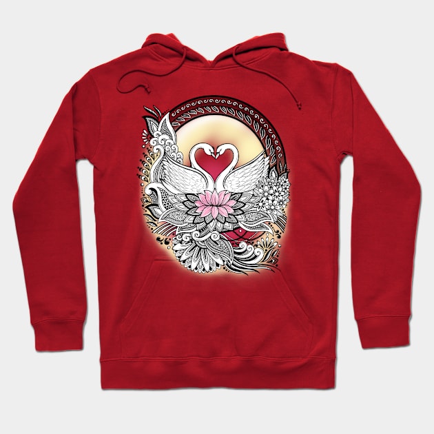 Swans Romantic Sunset Hoodie by NMartworks